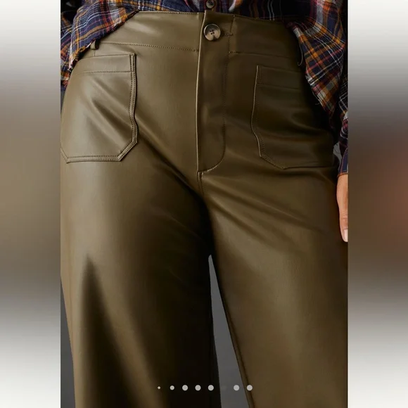 Anthropologie Maeve The Colette Olive Green Wide-Leg Pants size 23 - Picture 7 of 14